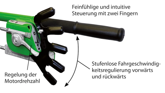 agria 5900 Hahnenkamm-Bedieneinheit: Feinfühlige und intuitive Steuerung mit zwei Fingern, Regelung der Motordrehzahl, Stufenlose Fahrgeschwindigkeitsregulierung vorwärts und rückwärts agria 5900 Hahnenkamm-Bedieneinheit: Feinfühlige und intuitive Steuerung mit zwei Fingern, Regelung der Motordrehzahl, Stufenlose Fahrgeschwindigkeitsregulierung vorwärts und rückwärts